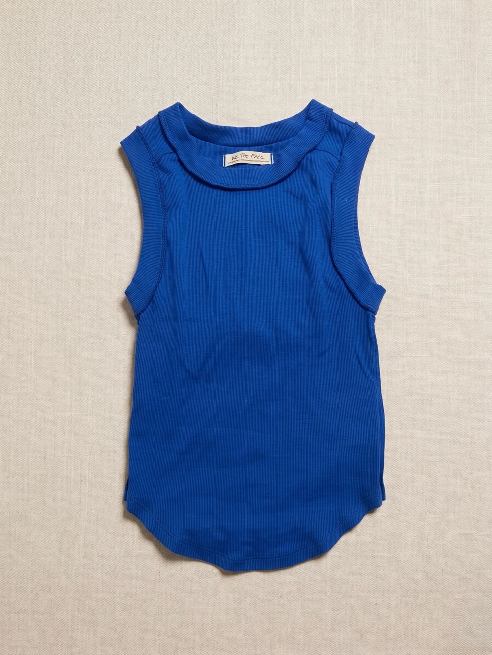 Free People Blue Sleeveless Ribbed Tank Top